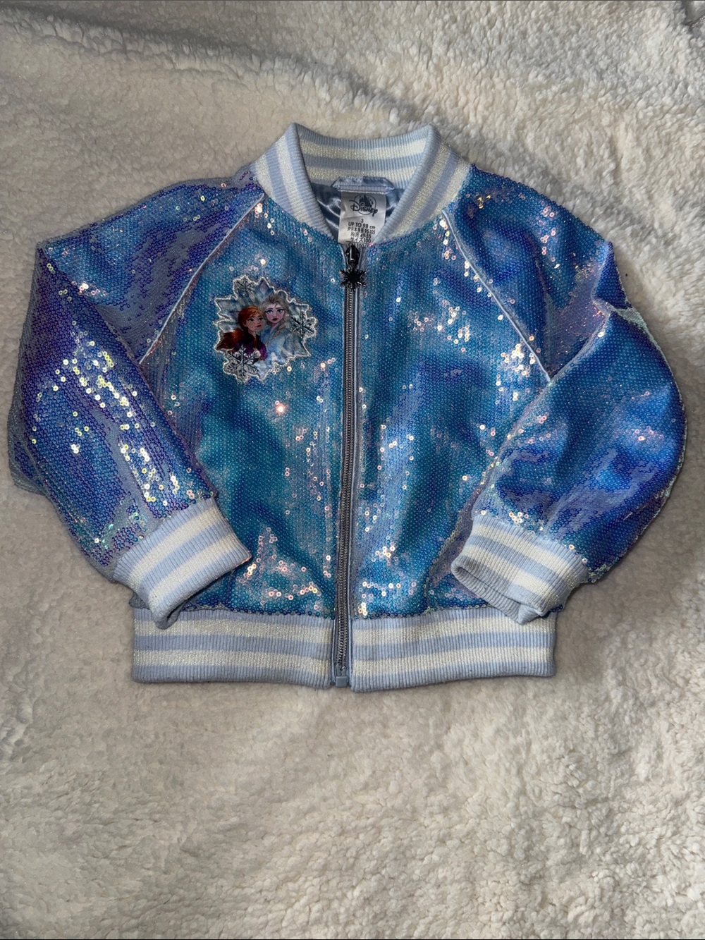 Disney Sequin Blue & Purple Frozen Kids Bomber Jacket